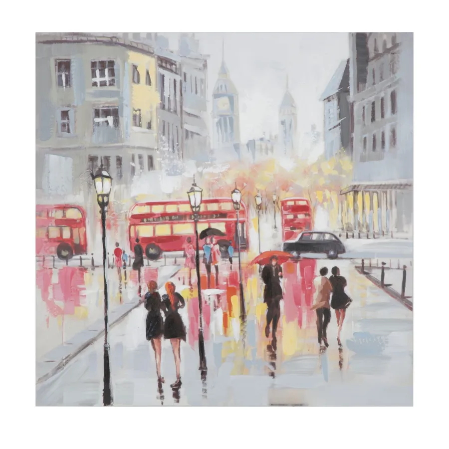 MALOWANY OBRAZ NA PŁÓTNIE Rain London -A- 100X3X100 cm